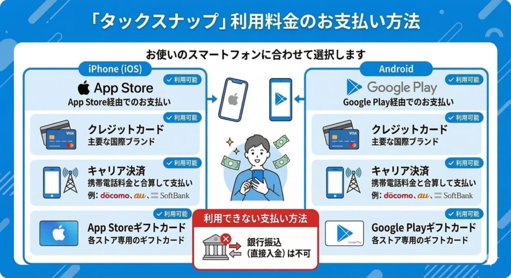 タックスナップの支払い方法に関する基本ルール
